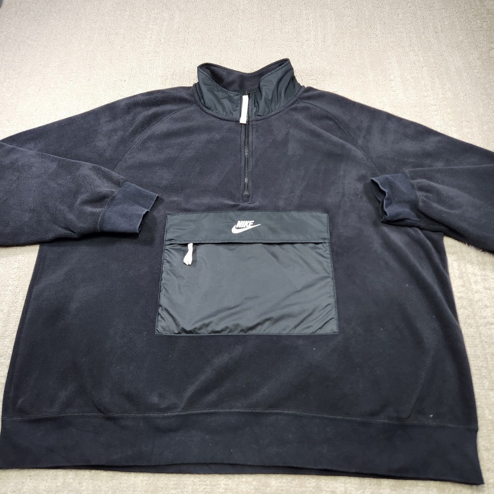 Nike Sweatshirt Men XXL Fleece Anorak Jacket Black Tech Pullover 1/2 Zip
